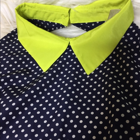 Forever 21 Navy Polka Dot  Mini Peplum  Dress - Picture 6 of 6